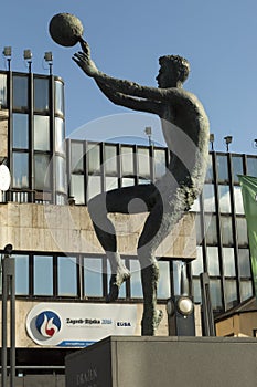 Drazen Petrovic monument in Zagreb, Croatia photo